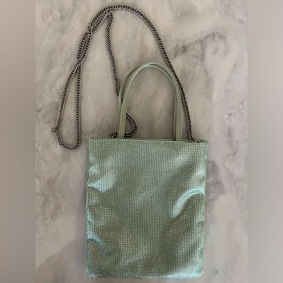 ZARA rhinestone mini tote bag green (pre owned) - Picture 4 of 13